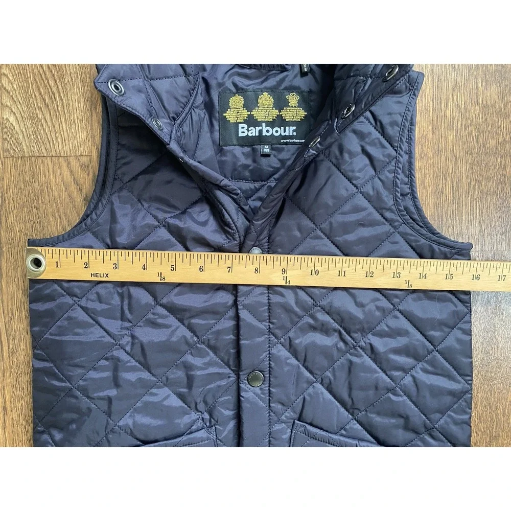 Barbour Liddesdale Kids Insulated Quilted Snap Gilet Vest Size M 8/9 Navy Blue